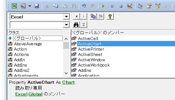 グラフオブジェクト・ChartObjectをオブジェクト変数にセットする