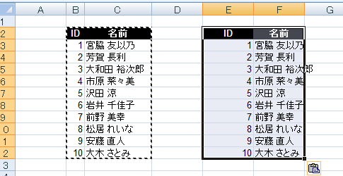 コピー時の列幅について