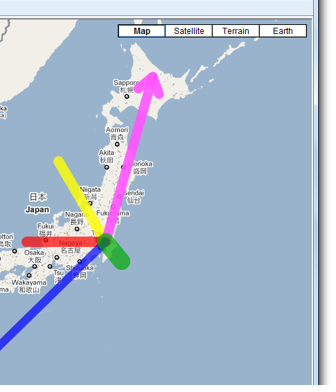 福島第一原発からの距離を調べる