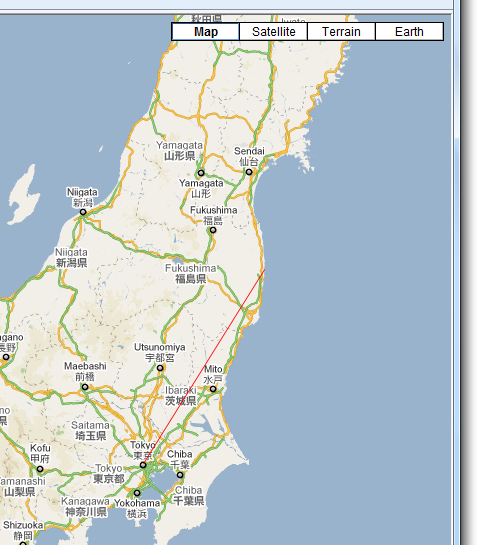 福島第一原発からの距離を調べる