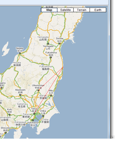 福島第一原発からの距離を調べる