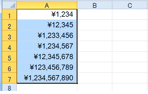 円マークを揃えたい