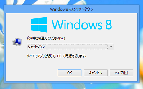 Windows8の終了方法・シャットダウンの方法
