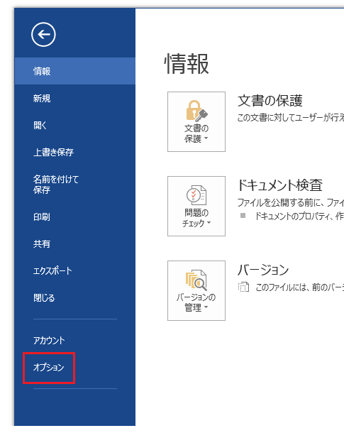 Office2013でオプションダイアログを表示する