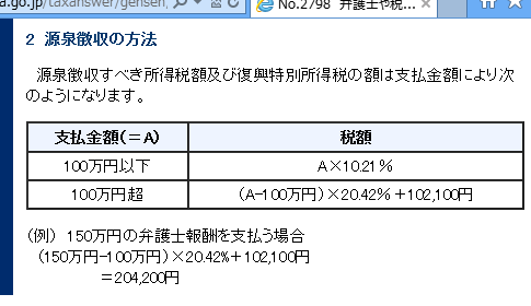 復興特別所得税を源泉徴収した支払額から100万円超の報酬額をゴールシーク