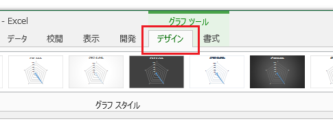 Excel 2013のデザインタブはどこに？