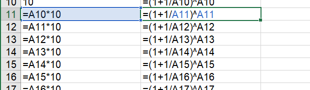 自然対数の底 ネイピア数の近似値をexp関数を使わず計算する Excel エクセル の関数 数式の使い方 数学