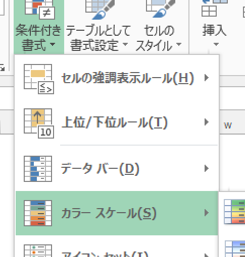 条件付き書式のカラースケールで数値データをより見やすく