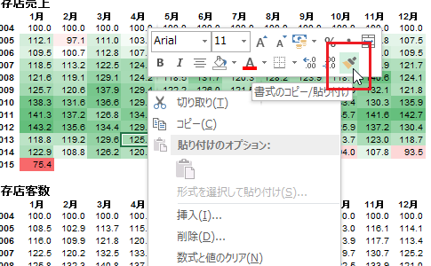 条件付き書式のカラースケールで数値データをより見やすく