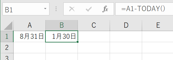 日数・日付のカウントダウンが行われるように