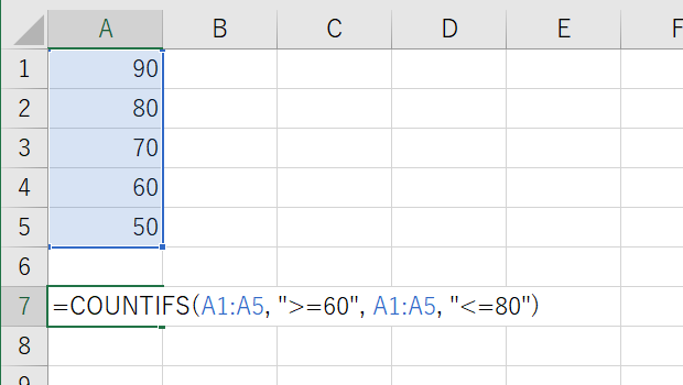 COUNTIFS関数のサンプル