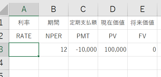 RATE関数とPMT関数の違い