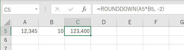 10の位以下を切り捨てる－ROUNDDOWN関数