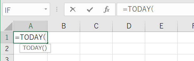 TODAY関数をキーボード入力する