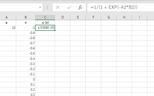 シグモイド曲線を描くには Exp関数 Sequence関数 Excel エクセル の使い方 グラフ