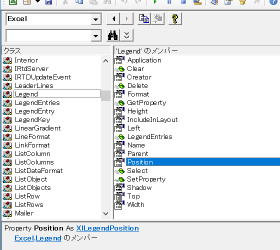 LegendオブジェクトのPositionプロパティ