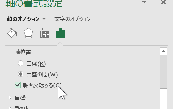 VBAで項目軸を反転する