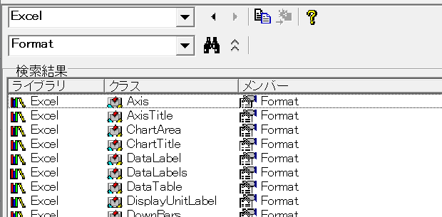 Excel VBAのFormatプロパティを持つオブジェクト