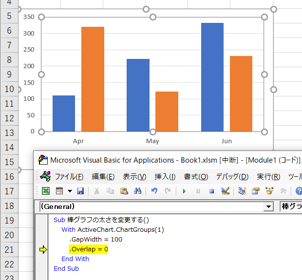 Vbaで棒グラフの太さを変更する エクセルマクロ Excel Vbaの使い方 グラフ Chart