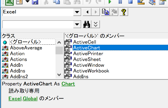 VBAでグラフオブジェクト・埋め込みグラフの名前を取得する