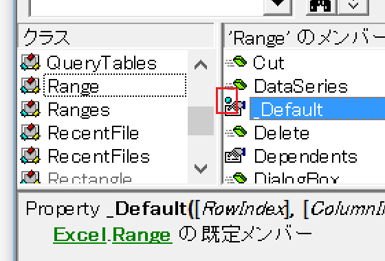 Rangeのデフォルトプロパティ・既定のプロパティは？