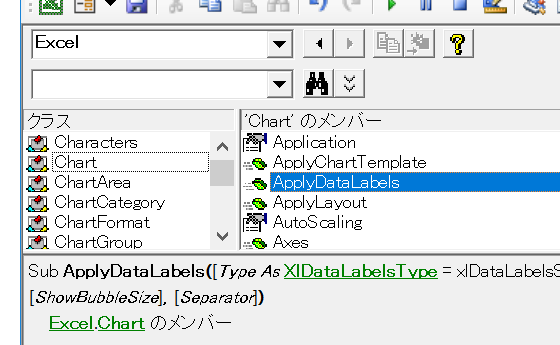 データラベルに系列名を表示するExcelマクロ