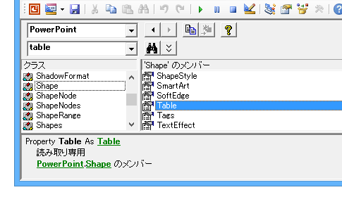 PowerPointのVBAで表の行数・列数を調べる