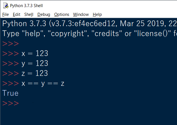 Pythonで3つの値を比較する Python