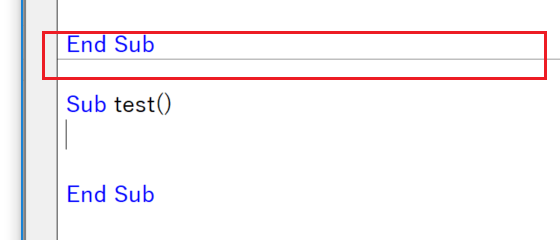 End Subの下に線が引かれなくなった