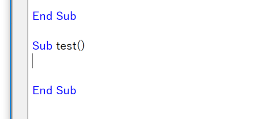 End Subの下に線が引かれなくなった